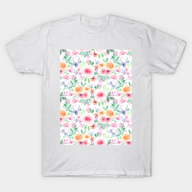 Watercolor flowers and leaves 1 T-Shirt by katerinamk